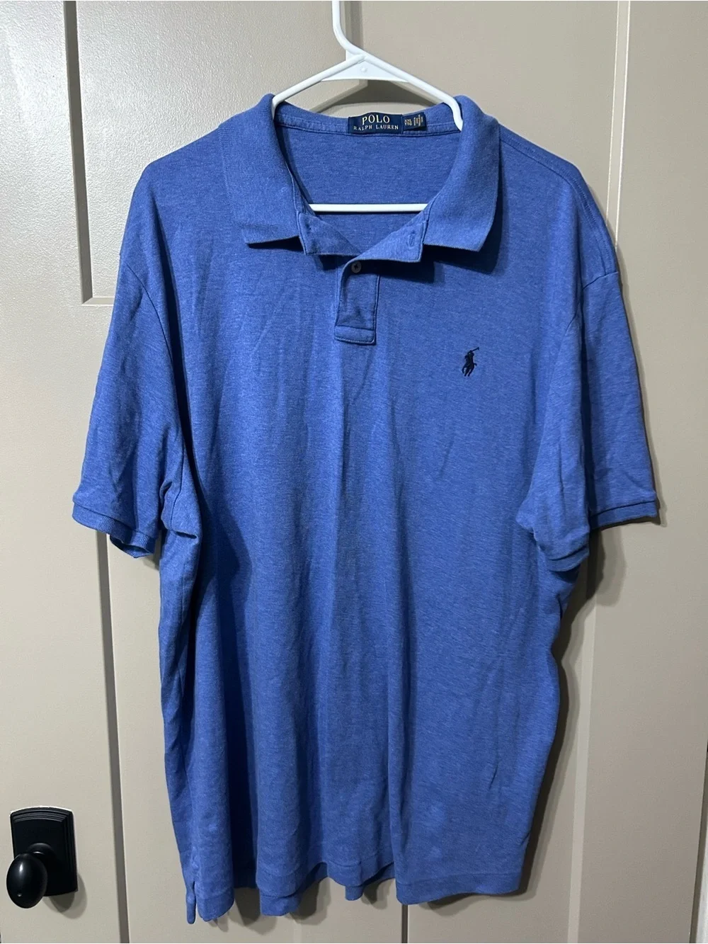 Ralph Lauren Men’s Heather Blue Polo Shirt with Navy Pony 💯 cotton